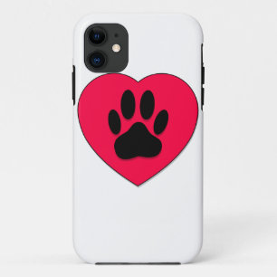 Red Heart With Dog Paw Print Case-Mate iPhone Case