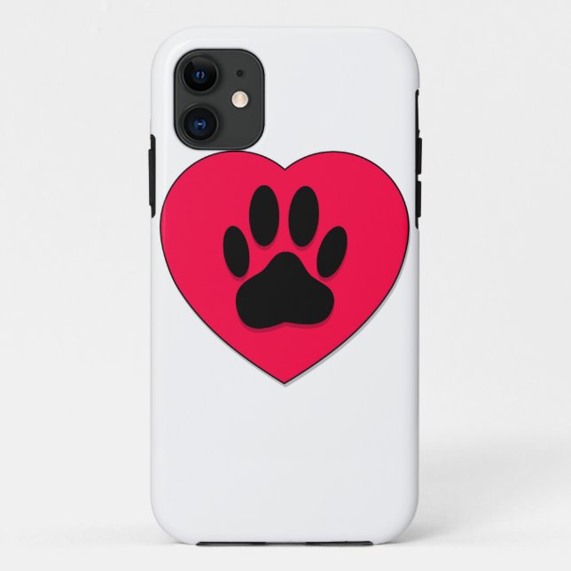 Red Heart With Dog Paw Print Case-Mate iPhone Case (Back)