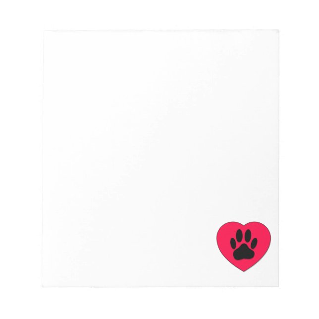 Red Heart With Dog Paw Print Custom Notepad (Front)