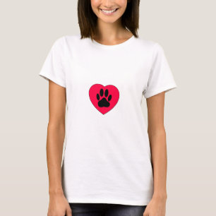 Red Heart With Dog Paw Print T-Shirt