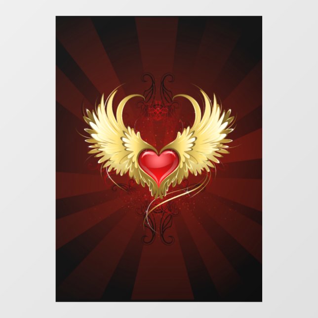 Red Heart with Golden Wings (Sheet)