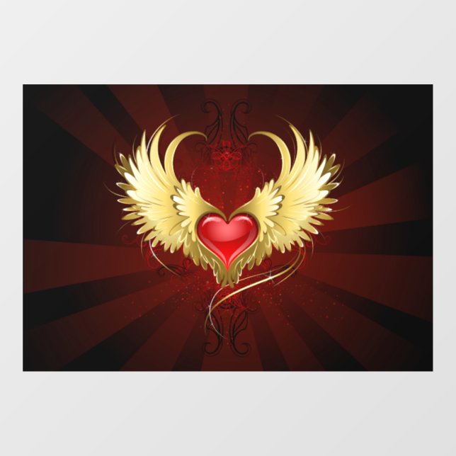 Red Heart with Golden Wings (Sheet)