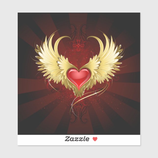 Red Heart with Golden Wings (Sheet)