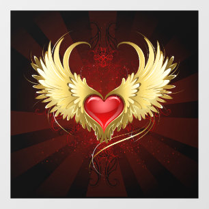 Red Heart with Golden Wings