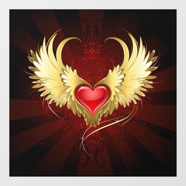 Red Heart with Golden Wings (Sheet)