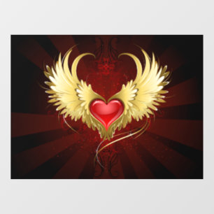 Red Heart with Golden Wings