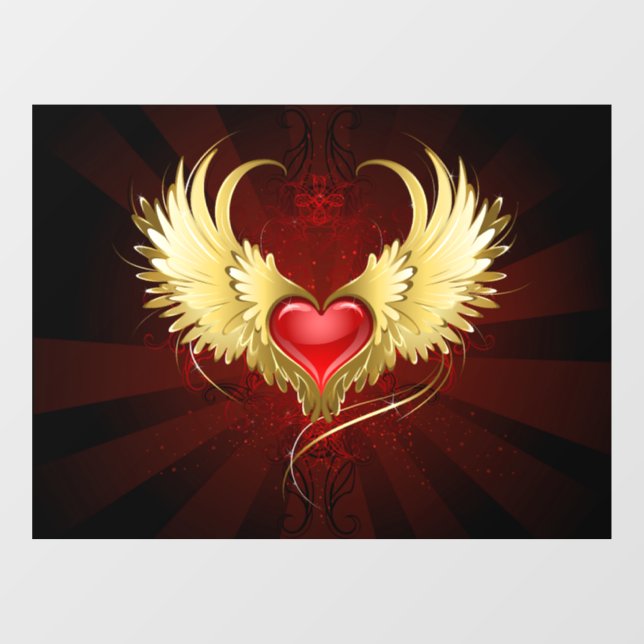 Red Heart with Golden Wings (Sheet)