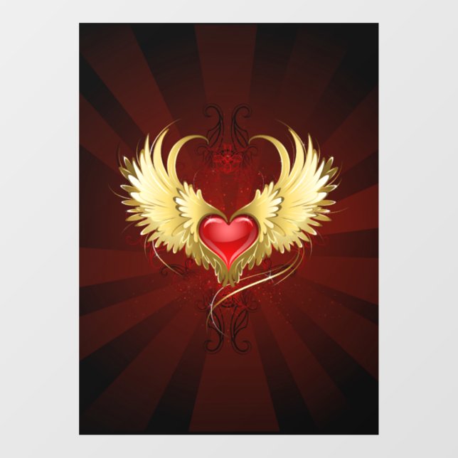 Red Heart with Golden Wings (Sheet)