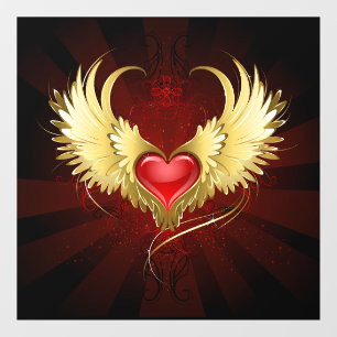Red Heart with Golden Wings
