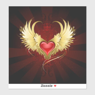 Red Heart with Golden Wings