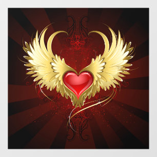 Red Heart with Golden Wings