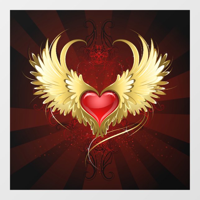 Red Heart with Golden Wings (Sheet)