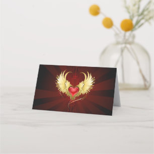 Red Heart with Golden Wings Appointment Card