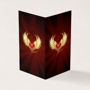 Red Heart with Golden Wings Business Card