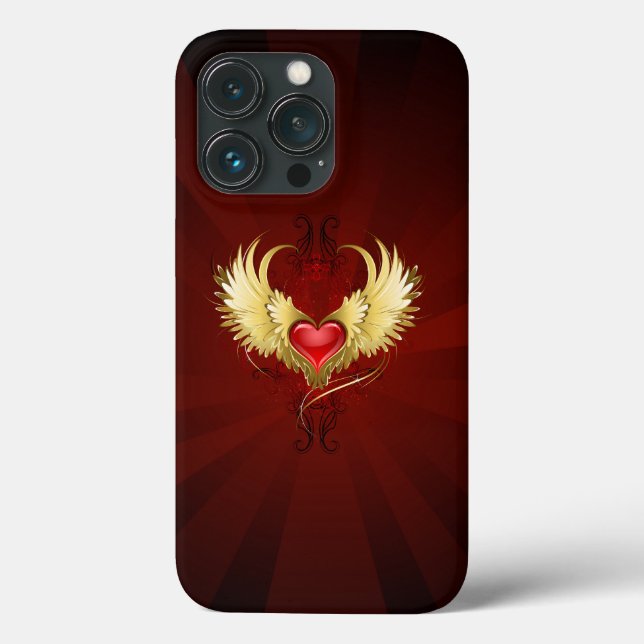 Red Heart with Golden Wings Case-Mate iPhone Case (Back)