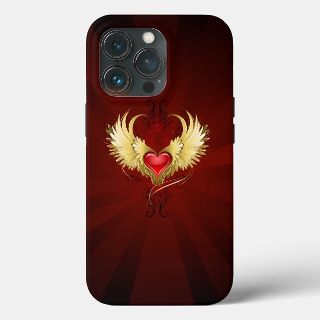 Red Heart with Golden Wings Case-Mate iPhone Case (Back)