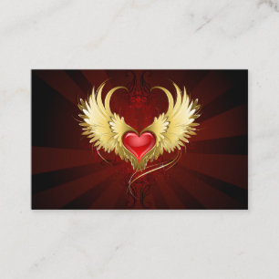 Red Heart with Golden Wings Discount Card