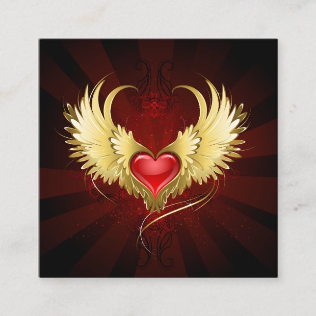 Red Heart with Golden Wings Discount Card (Front)