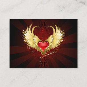 Red Heart with Golden Wings Discount Card