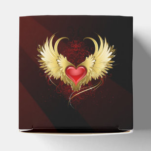 Red Heart with Golden Wings Favour Box