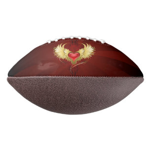 Red Heart with Golden Wings Football