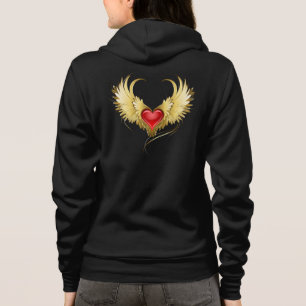 Red Heart with Golden Wings Hoodie