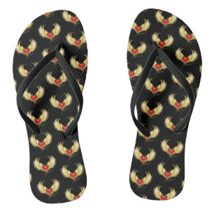 Red Heart with Golden Wings Jandals