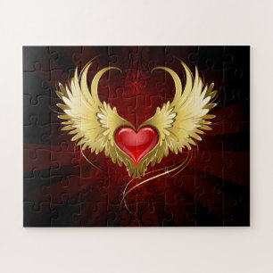 Red Heart with Golden Wings Jigsaw Puzzle