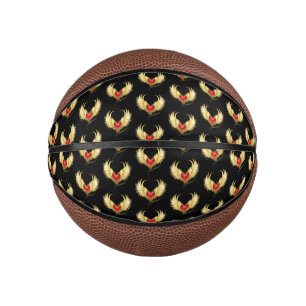 Red Heart with Golden Wings Mini Basketball