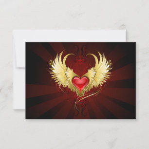 Red Heart with Golden Wings Save The Date
