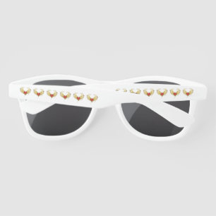 Red Heart with Golden Wings Sunglasses