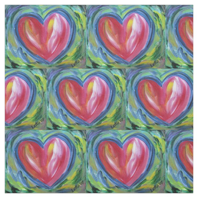 Red Heart with Hope Custom Fabric Art Material (Swatch)