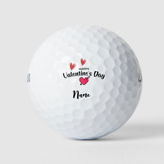 Red Heart with Love for Valentine's Day for Golfer Golf Balls (Front)
