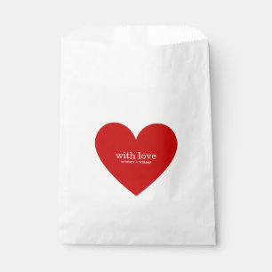 Red Heart With Love Typography Modern Minimalist   Favour Bags