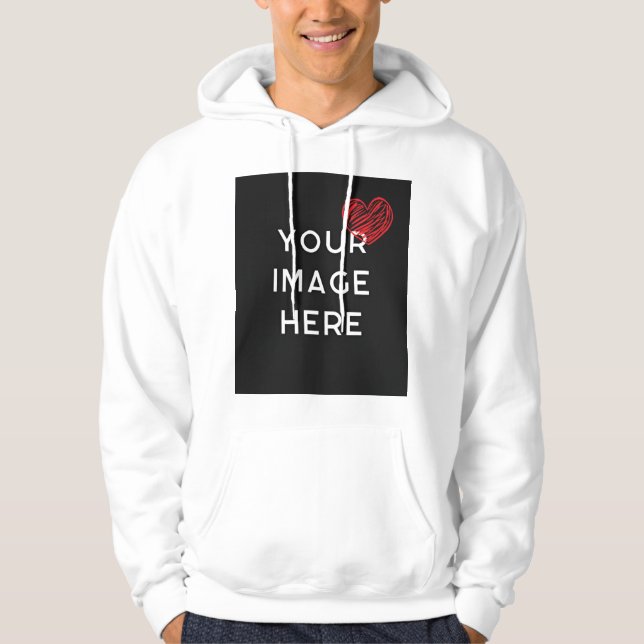 Red heart with personalise image hoodie (Front)