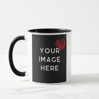 Red heart with personalise image mug