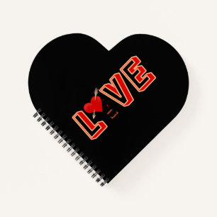 Red heart with text Love Notebook