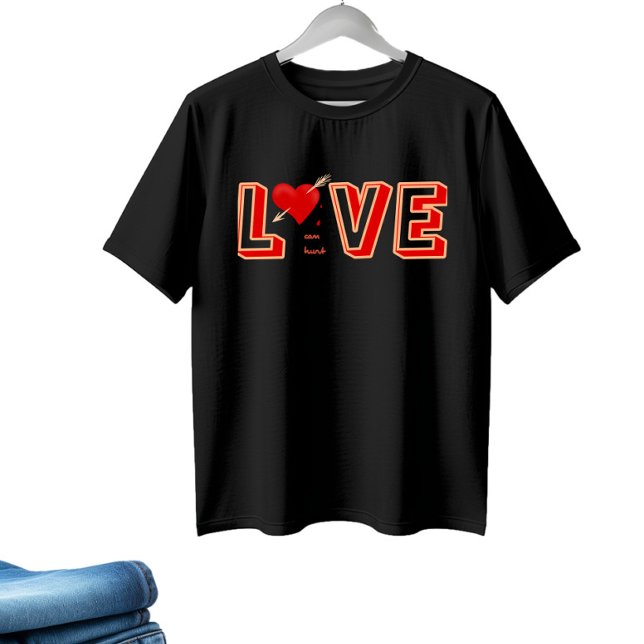 Red heart with text Love T-Shirt (Creator Uploaded)