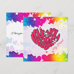 Red Heart with word Love You Forever Valentine's Holiday Card