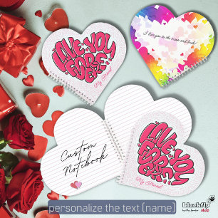 Red Heart with word Love You Forever Valentine's Notebook