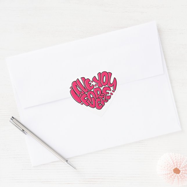 Red Heart with word Love You Forever Valentine's  Sticker (Envelope)