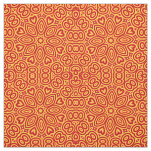 Red Heart Yellow Circle Print Geometric Pattern Fabric