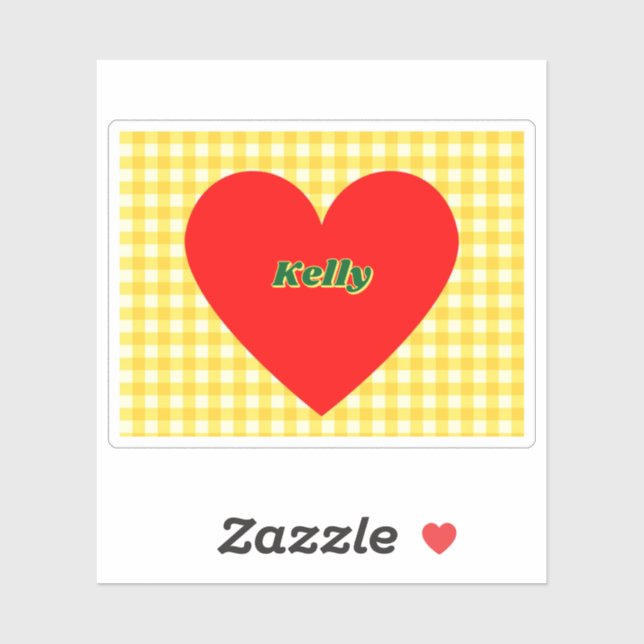 Red Heart Yellow Gingham Valentine's Day (Sheet)