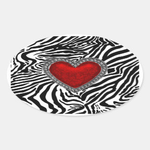 Red Heart Zebra Envelope Seal Party Favour Labels