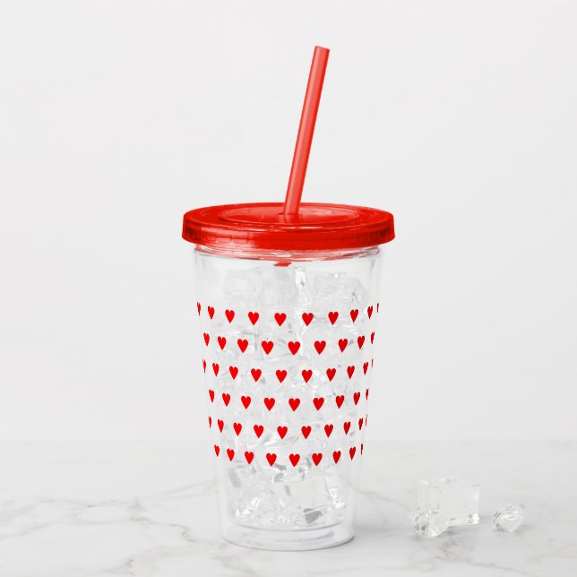 Red Hearts Acrylic Tumbler - Customisable (Back Ice)