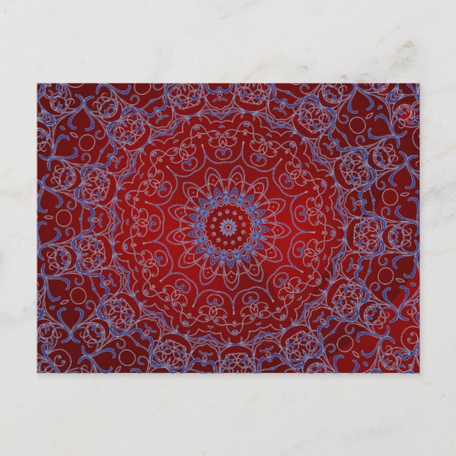 Red Hearts and Blue Lace Postcard (Front)