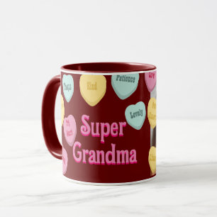 Red Hearts and Photo Message Super Grandma Mug