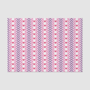 Red Hearts and Purple Chevrons Tissue Paper