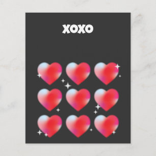 Red hearts and stars on lack background valentine flyer