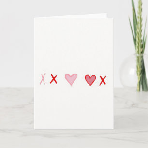 Red Hearts And Xs Love Card